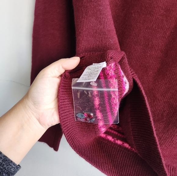 NWOT Talbots Red Chevron Holiday Print Wool Blend Sweater size Medium - Picture 5 of 7